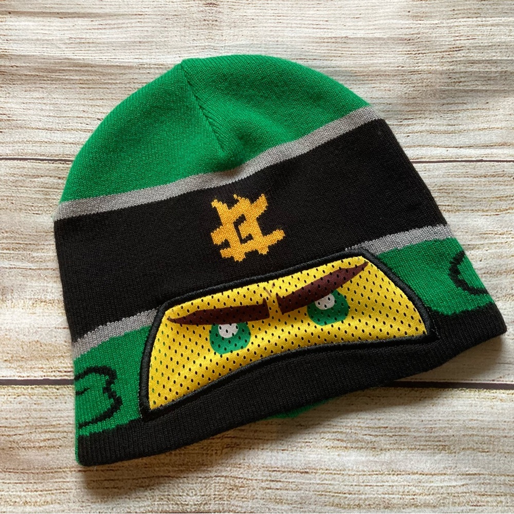 H&M x Lego Ninjago Llyod Green Ninja Beanie Mask Hat Boys Size 3-4